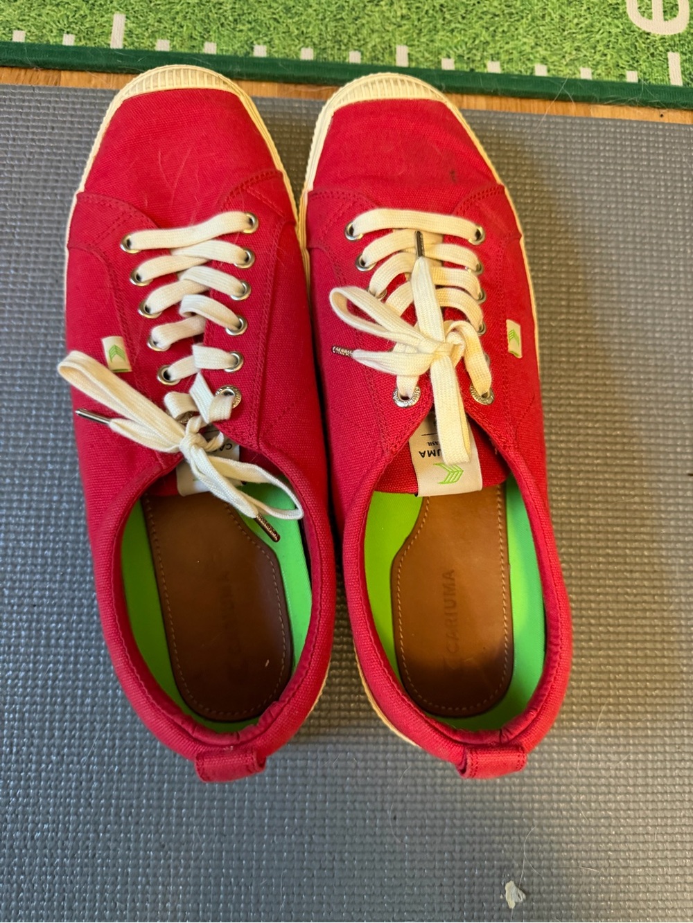 Cariuma Red Canvas Men's Sneakers with White Laces
